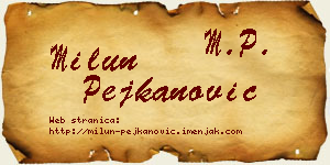 Milun Pejkanović vizit kartica
